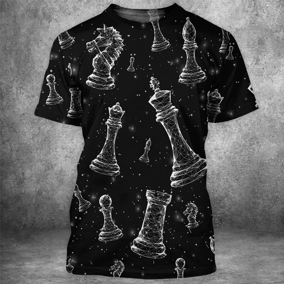 Artistic Chess Shirt, Modern Abstract Board All-Over Print Unisex Tee