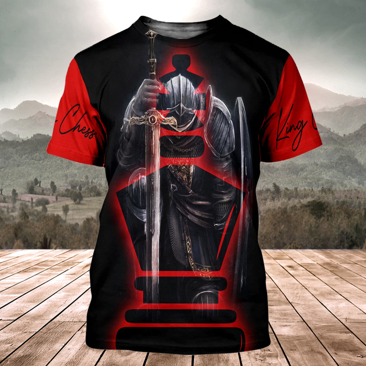 King & Knight Chess Shirt, Royal Chess Pieces All-Over Print Unisex Tee