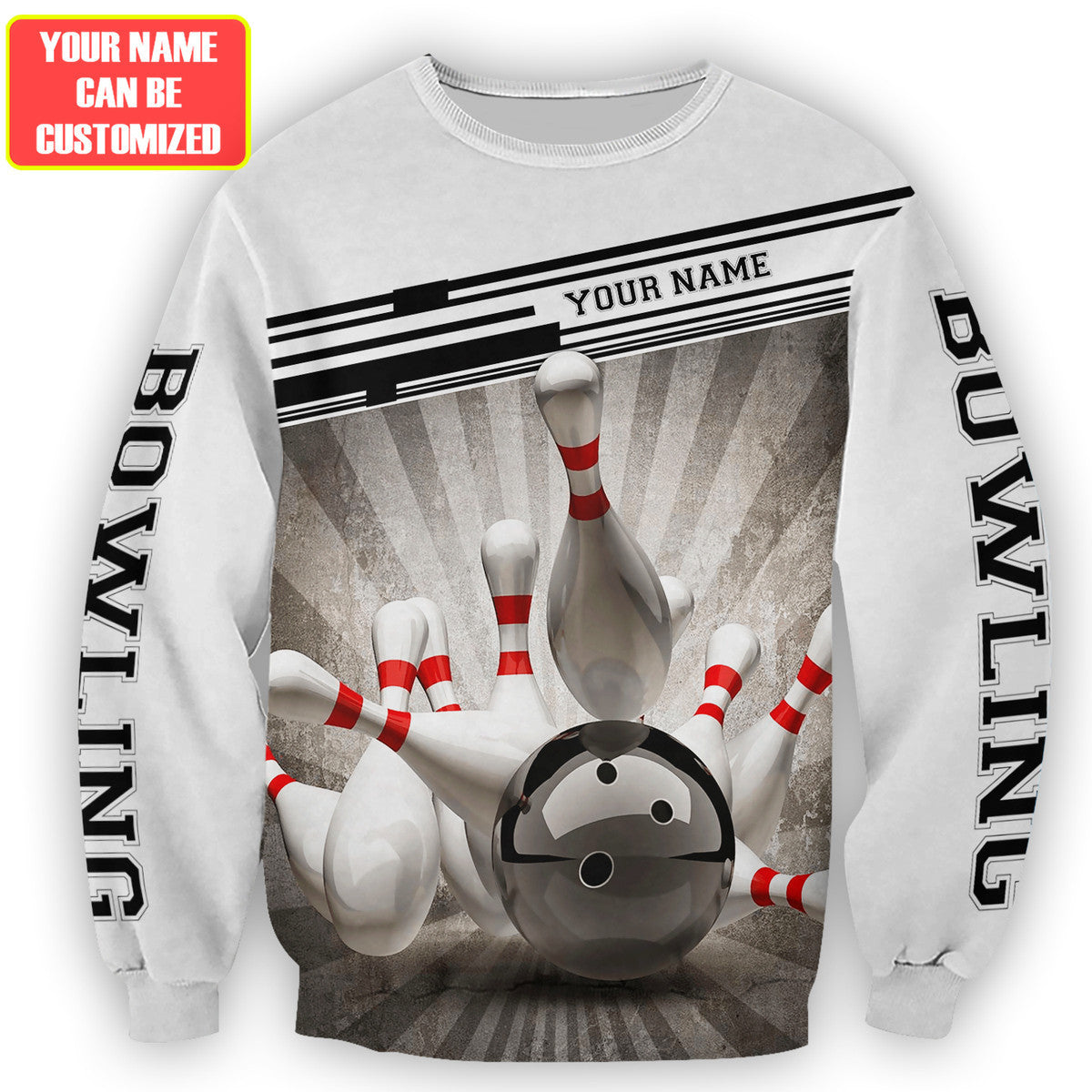 Personalized Name Black Bowling All Over Printed Unisex Shirt Q220302