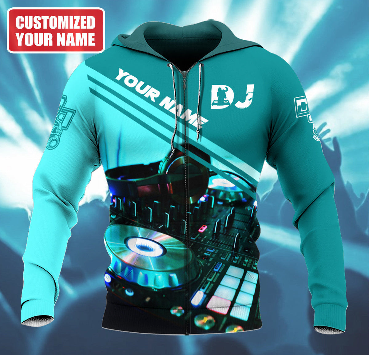 DJ Disc Jockey Shirt, Turntable Music All-Over Print Unisex Tee