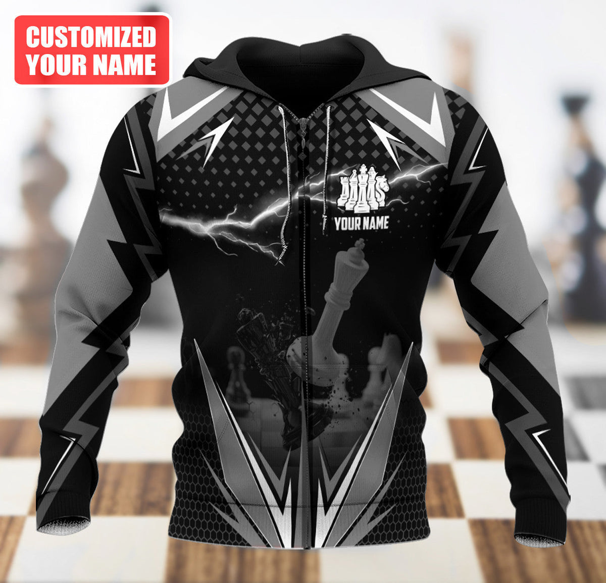 Chess Player Shirt, Chess Pieces All-Over Print Unisex Tee
