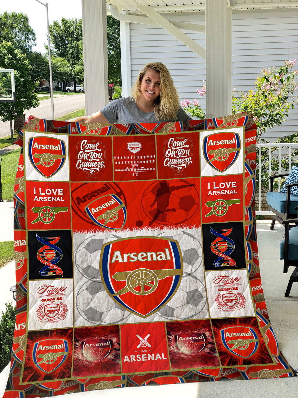 Arsenal Q2 Quilt Blanket , Quilt set , Bedroom Decor , Quilting