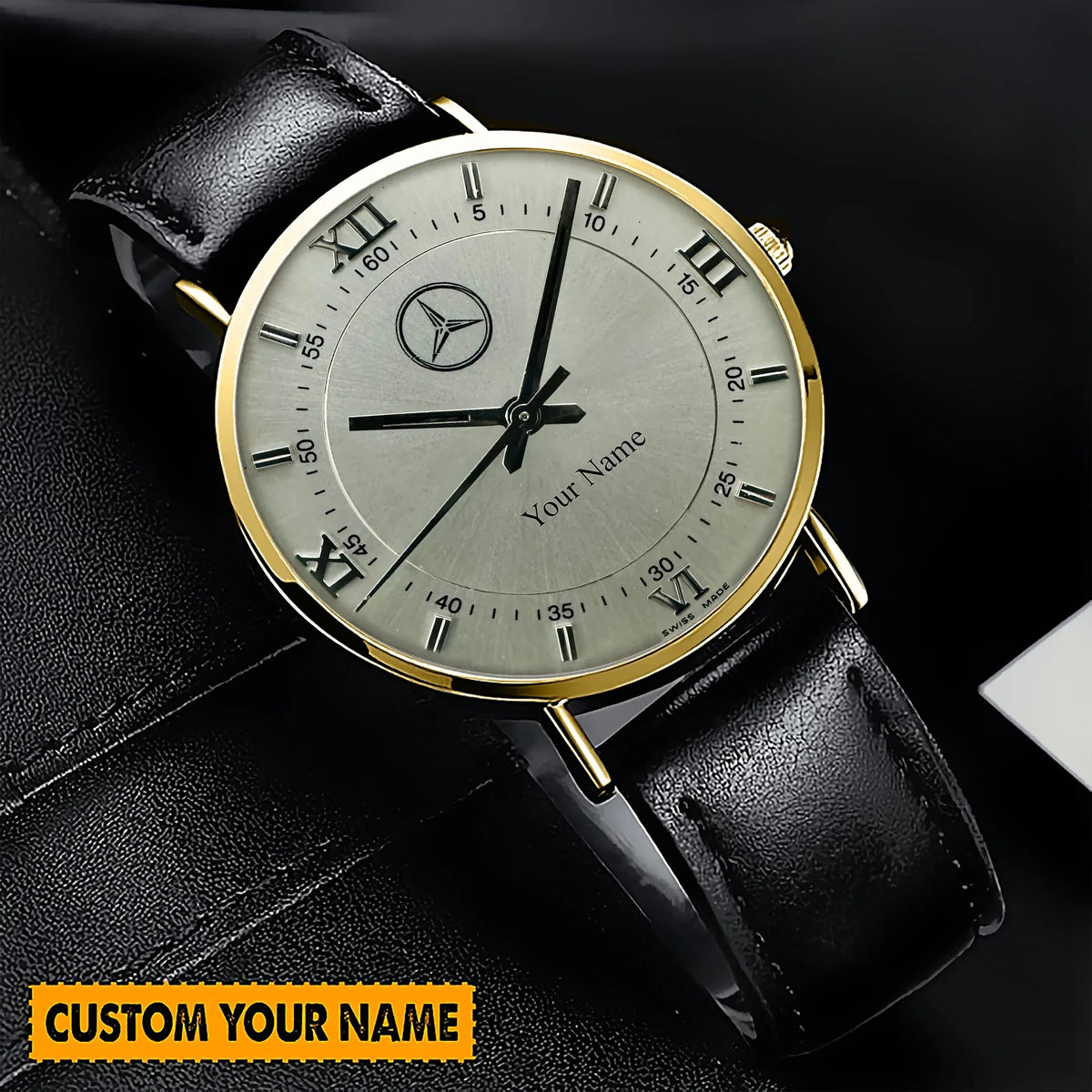 Personalized Mercedes Luxury Quartz Leather Watch