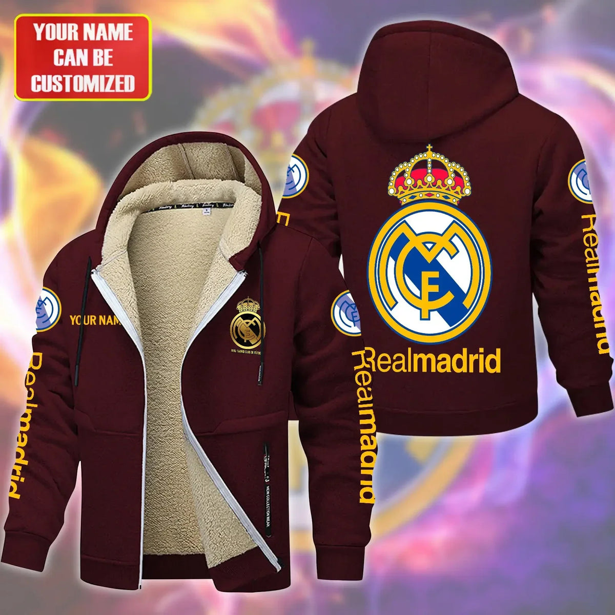 Personalized Real Madrid Fleece 3D Unisex Hooded Jacket