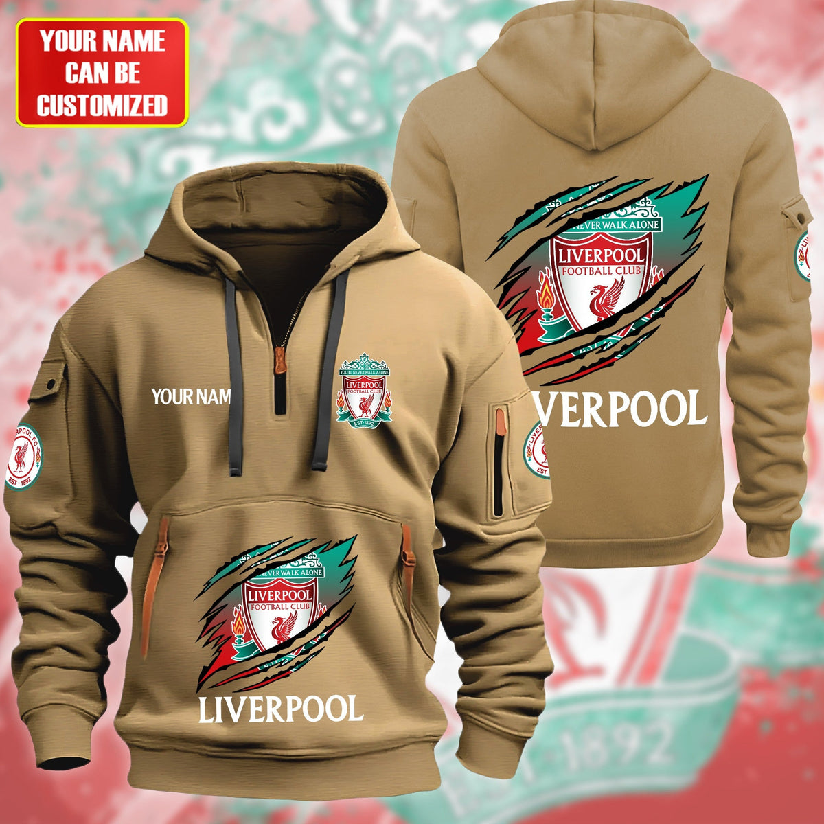 Personalized Liverpool Tear Zip-Hoodie Cotton Jacket