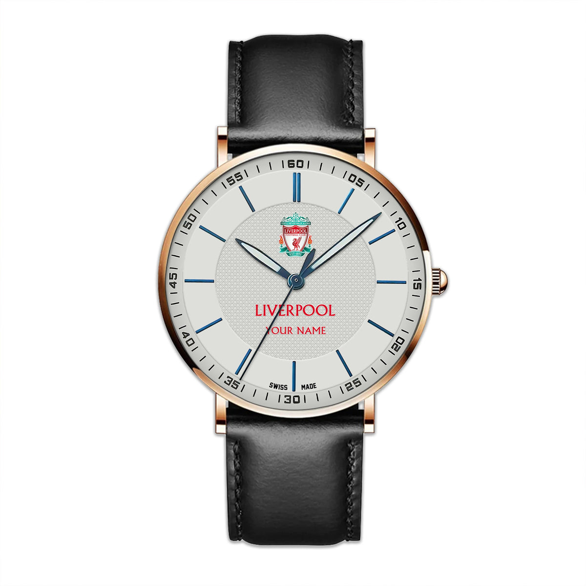 Personalized Liverpool Sapphire Leather Watch