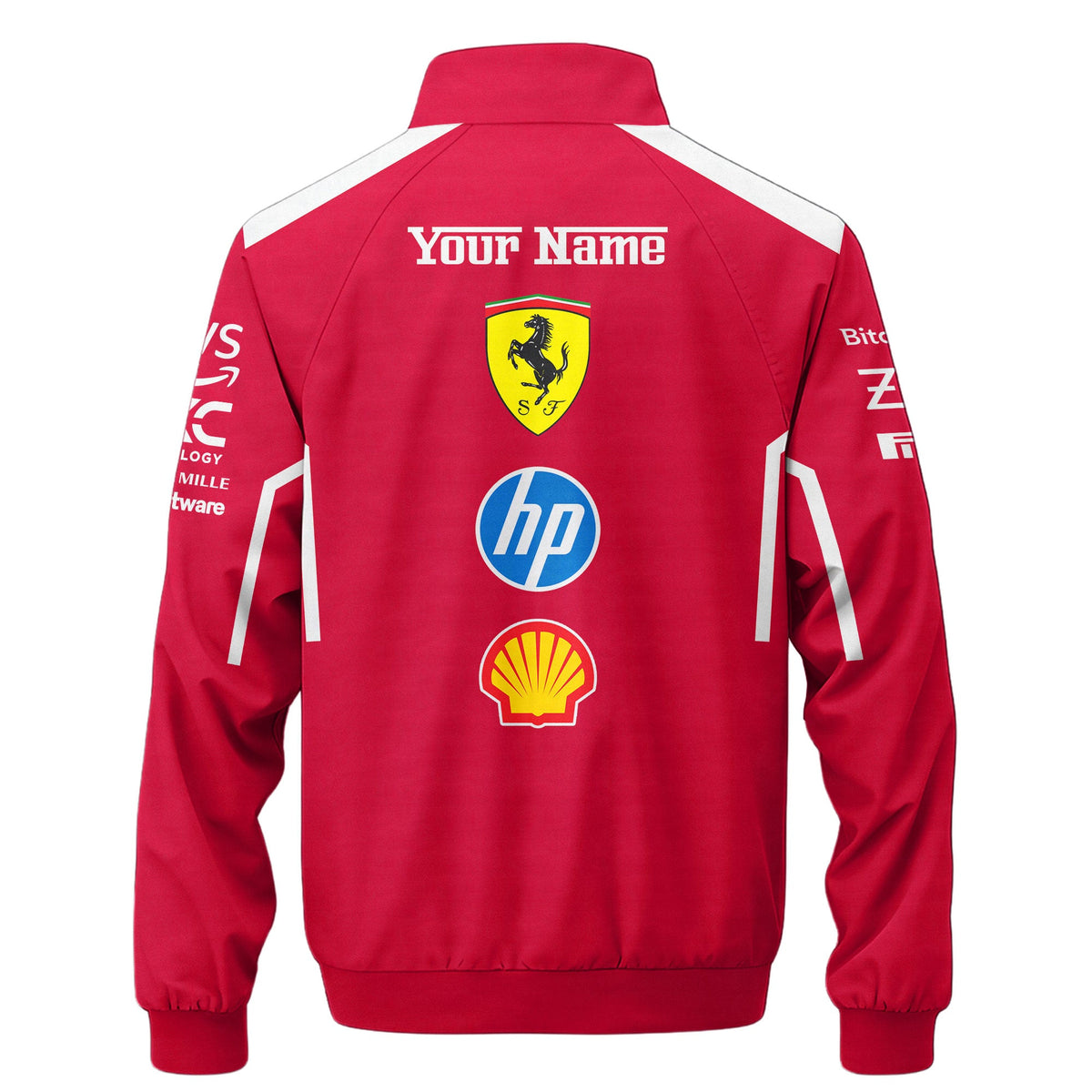 Personalized S.F F1 Team Zipper Stand Collar Jacket 3D