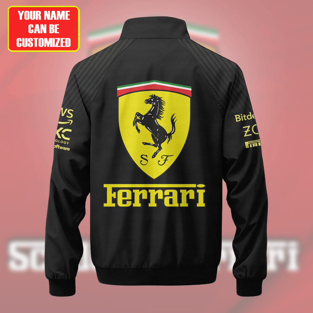 Personalized SF Racing Italian F1 Zipper Stand Collar Jacket 3D