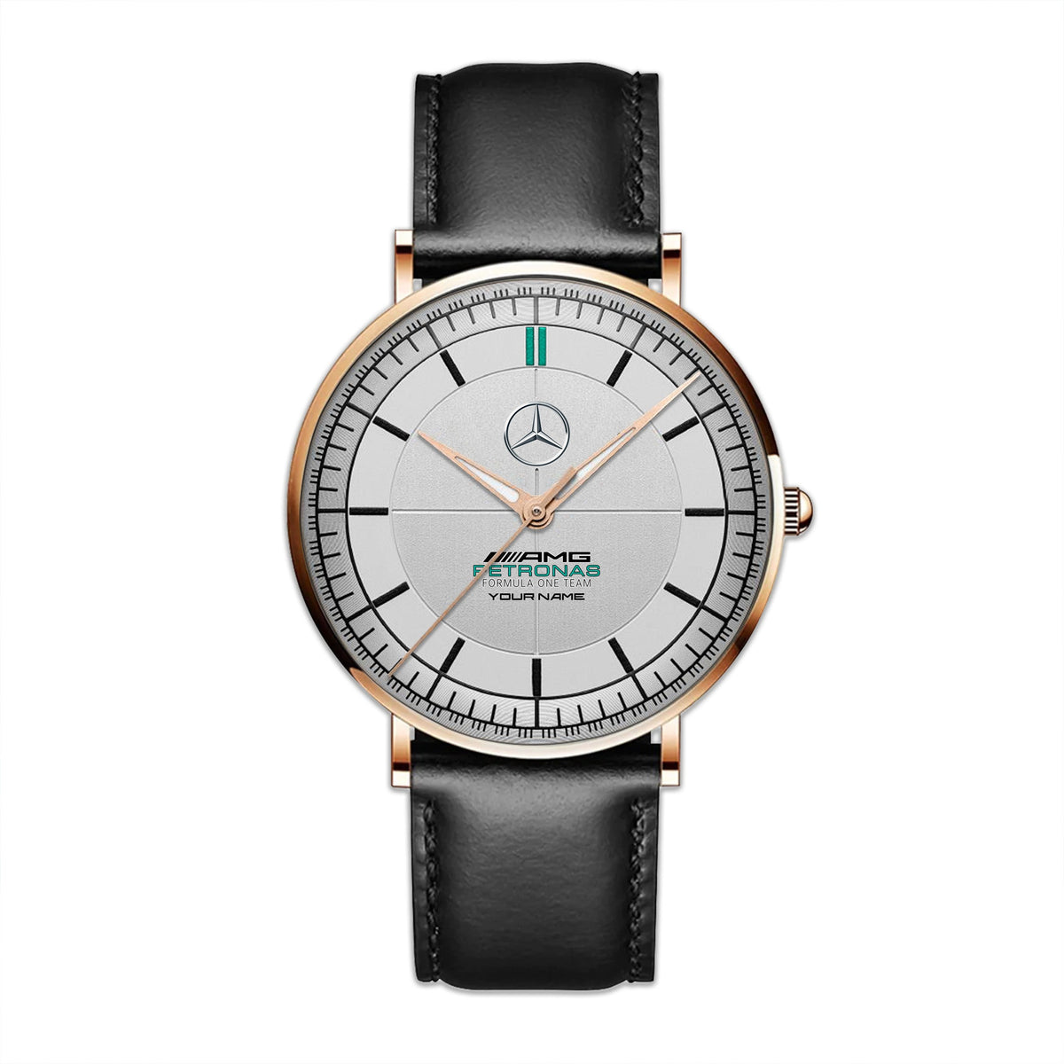 Personalized Merc AMG Petronas Raymond Weil Quartz Leather Watch