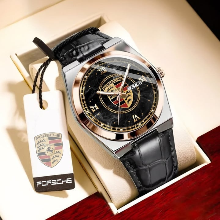 Personalized Pors Elegant Leather Strap Watch