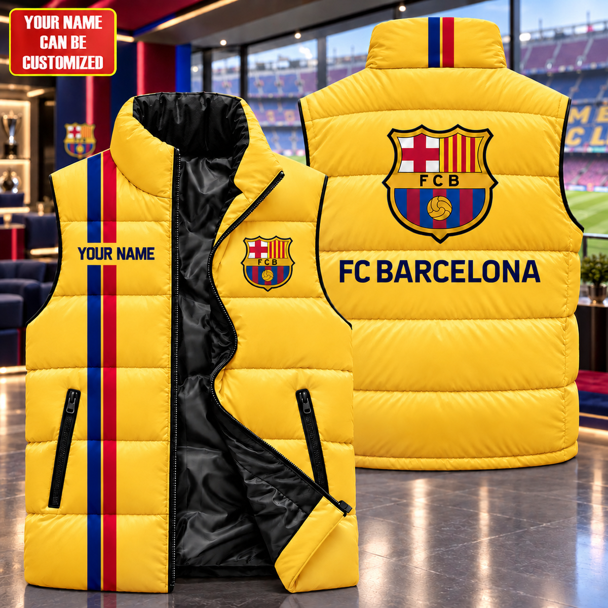 Barca FC 2026 Sleeveless Windproof Puffer Jacket 3D