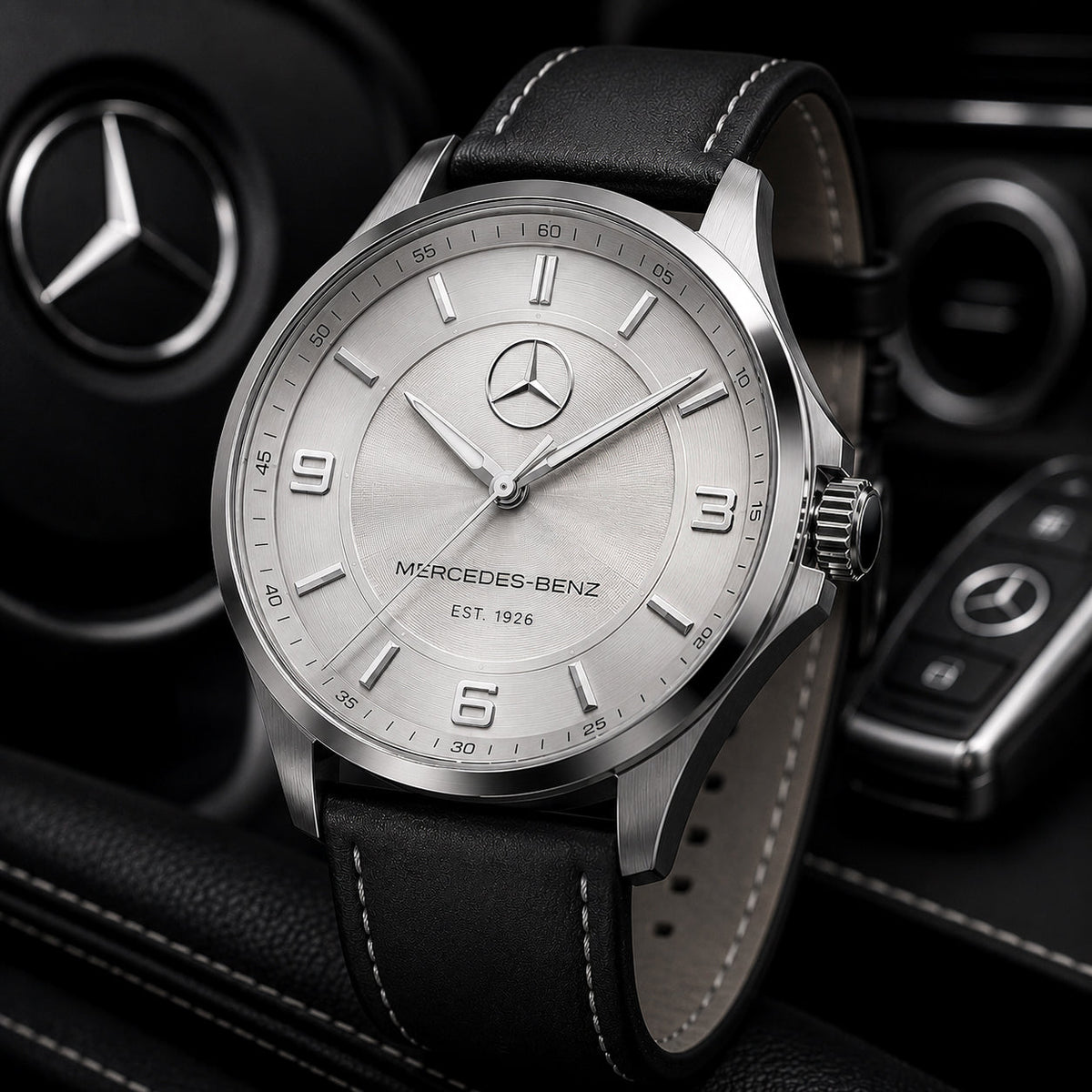 Personalized Merc Est.1926 Luxury Leather Strap Watch