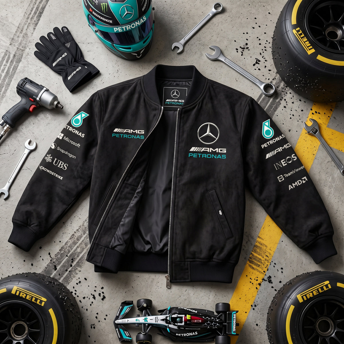 Merc Petronas Faux 2026 Bomber Jacket