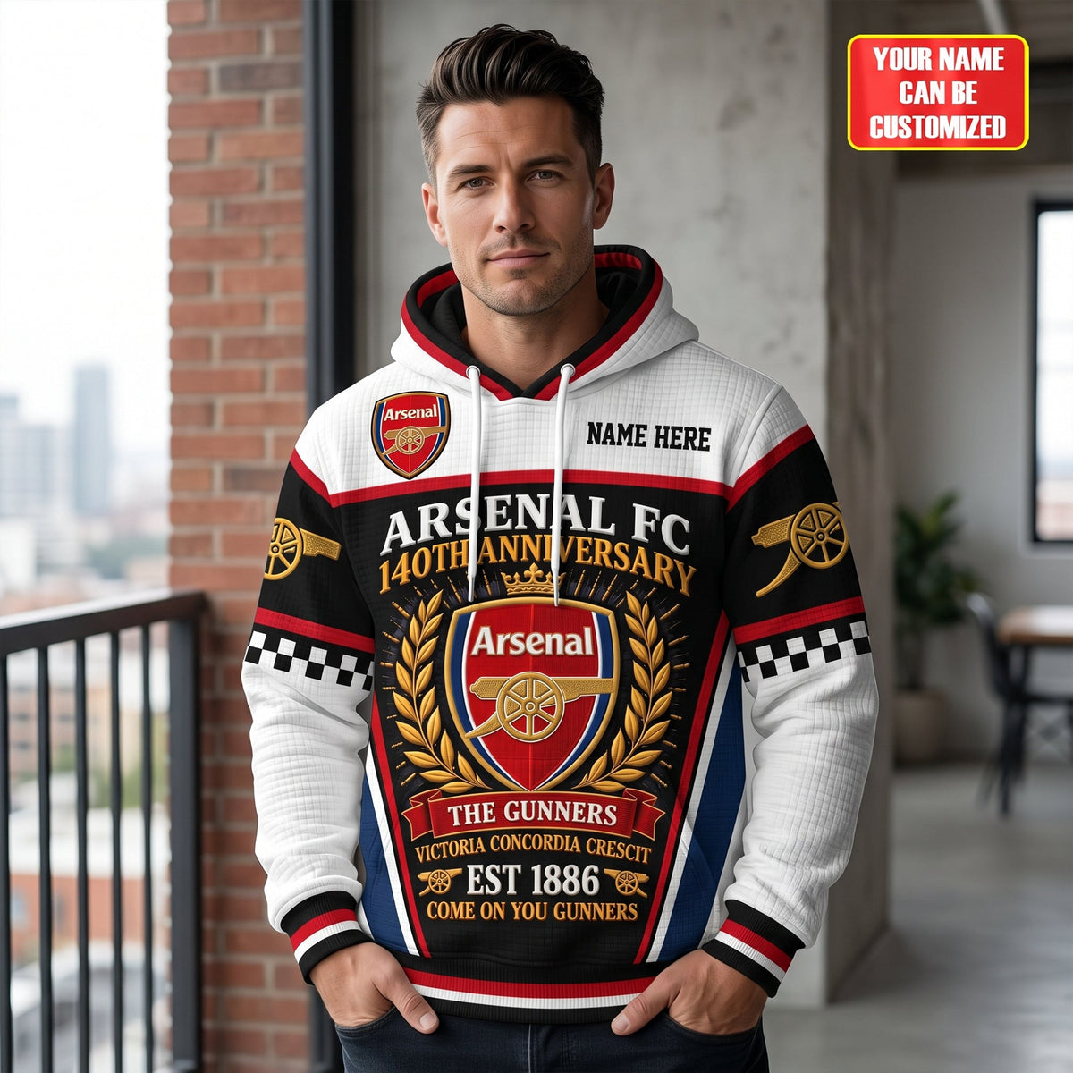 Personalized Arsenal Gunners 2026 Fabric Hooded Sweatshirt