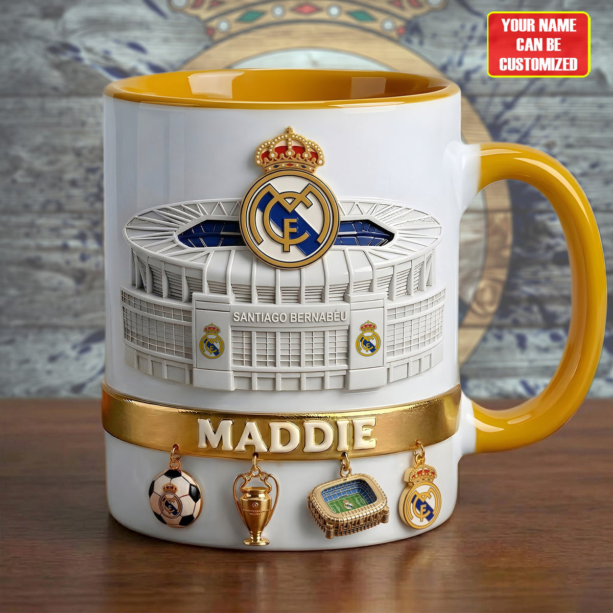 Real FC Stadium Accent Mug , Cream Mug Gifts , Holiday Gifts