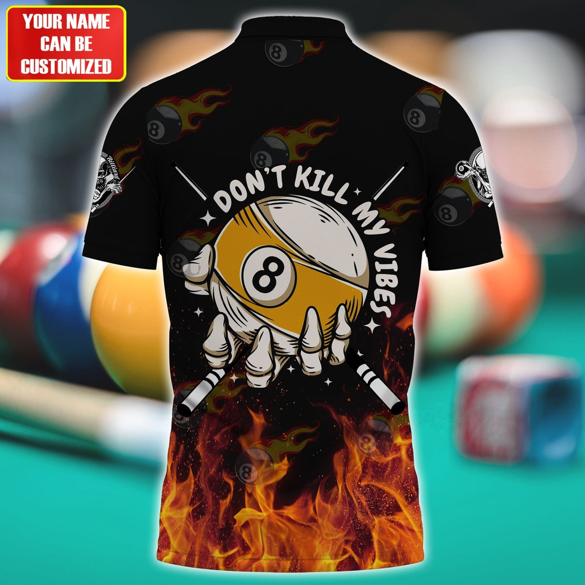Personalized Name Billiard Skull All Over Printed Unisex Shirt S010603