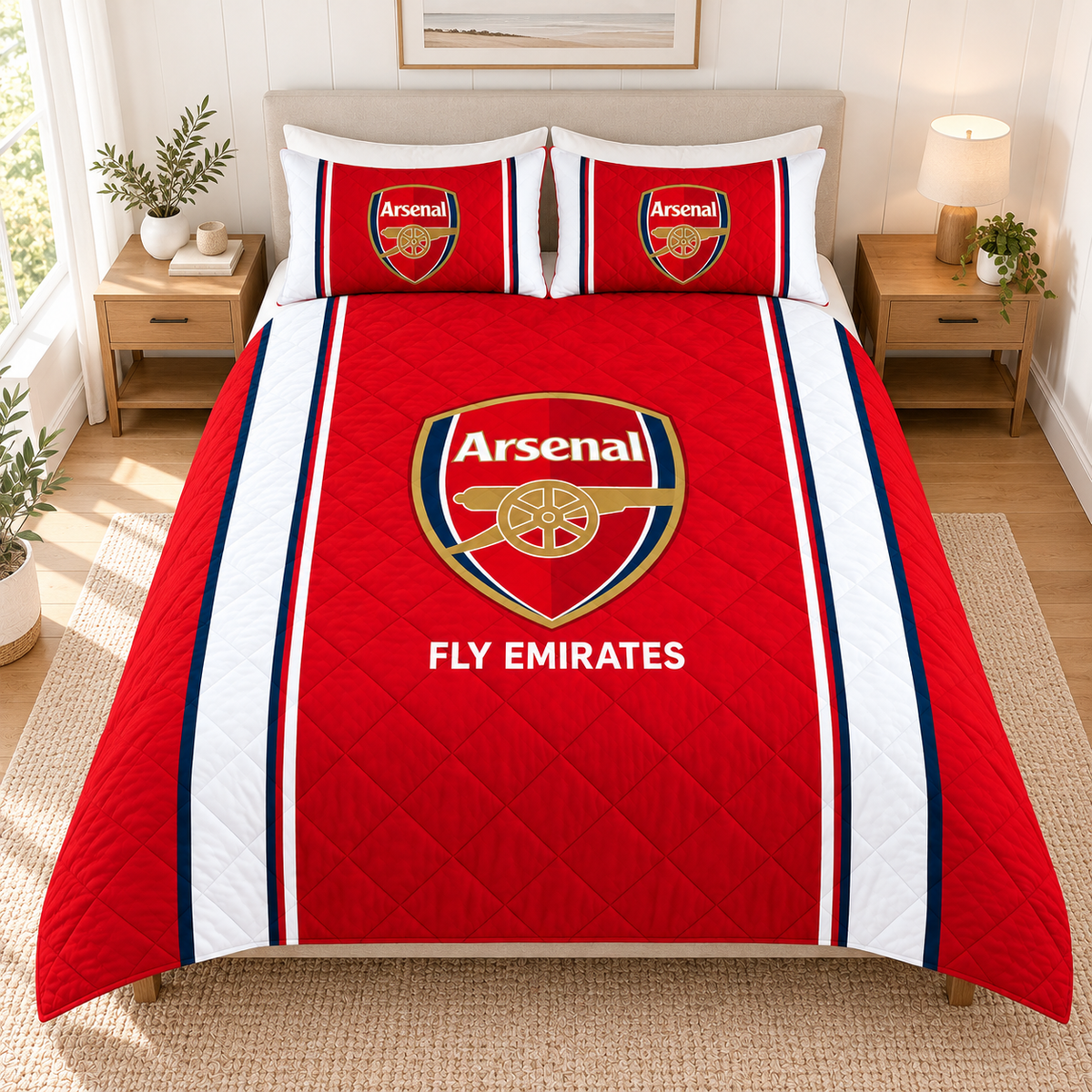 Arsenal FC Emboidery Pattern Quilt Bedding Set