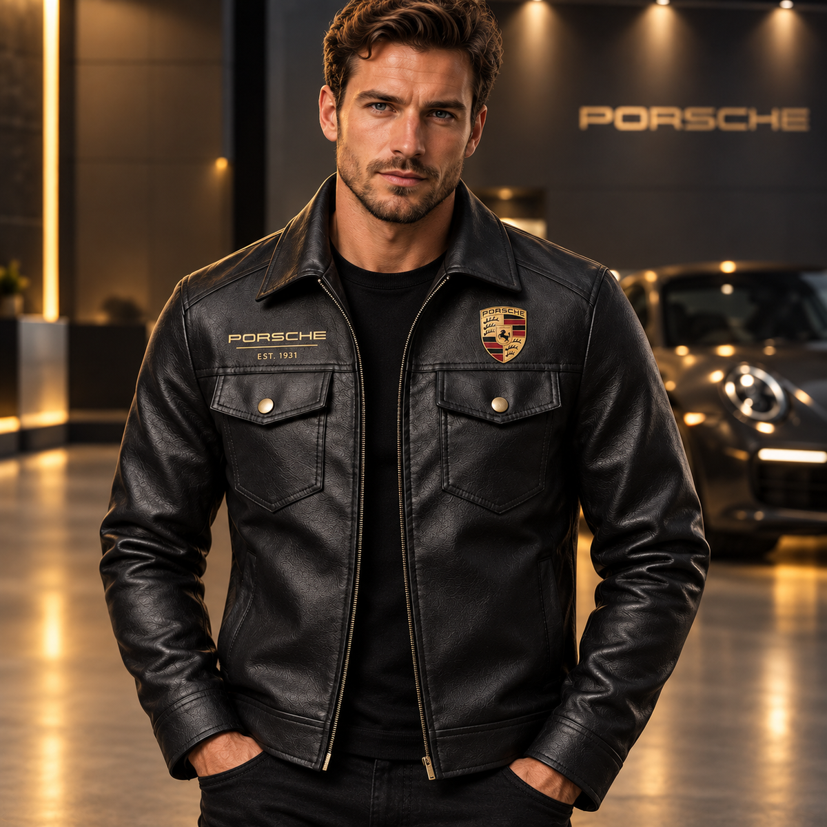 Pors Heritage Vintage Collar Leather Jacket New Style