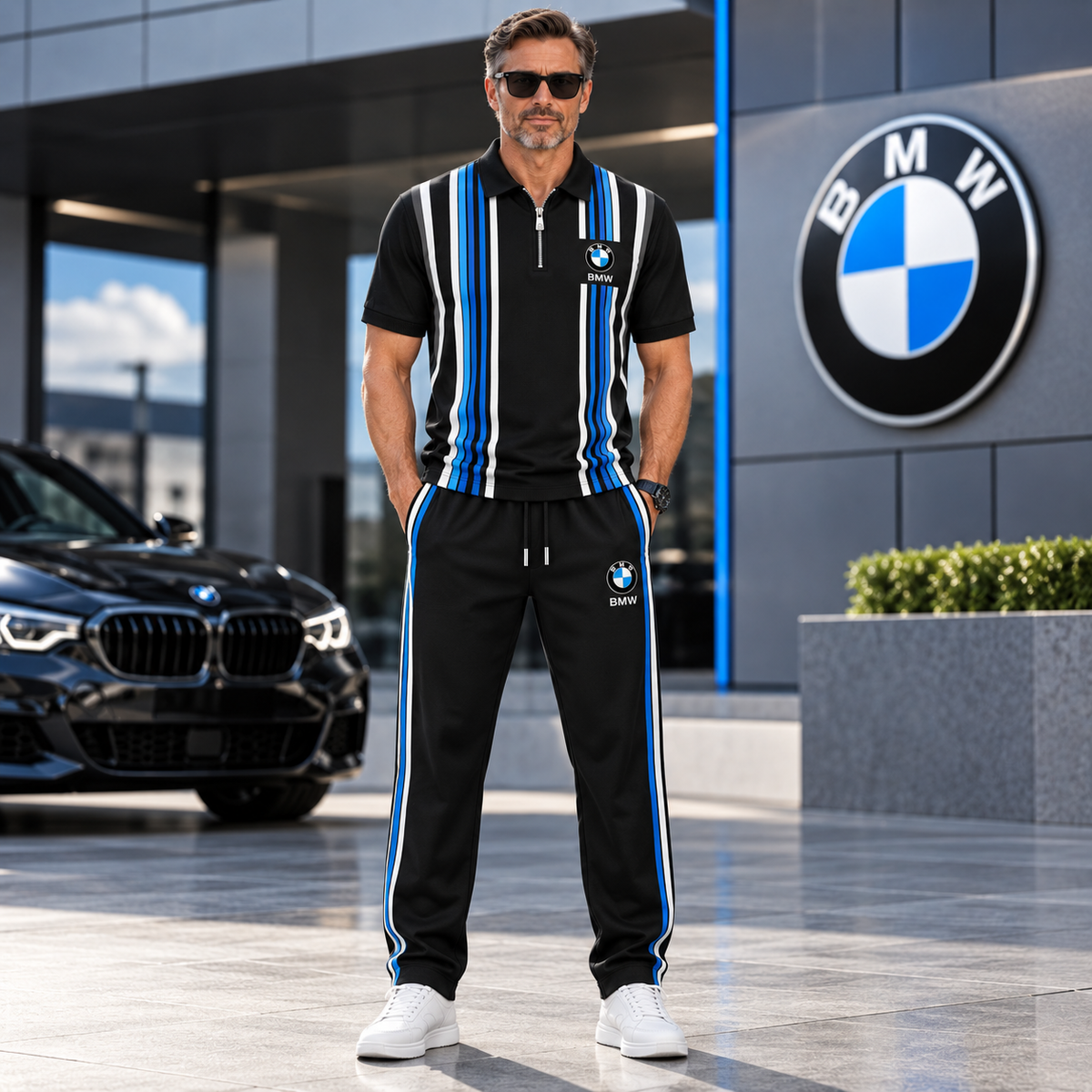 BW Rivirea All Over Printed Zip-Polo and Sweatpants Set