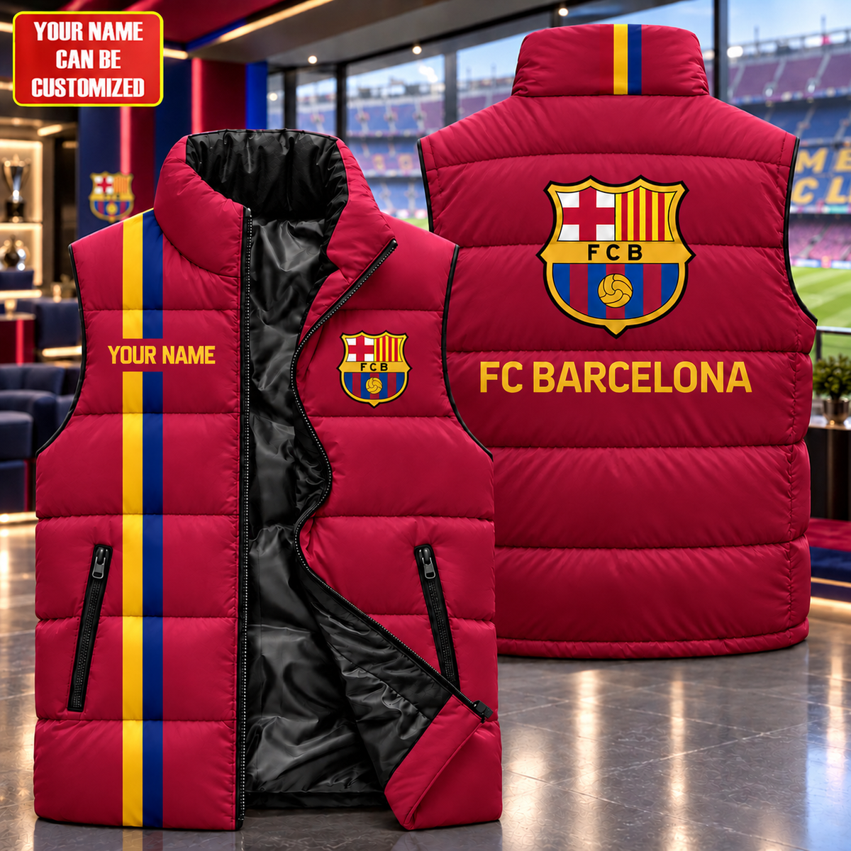 Barca FC 2026 Sleeveless Windproof Puffer Jacket 3D