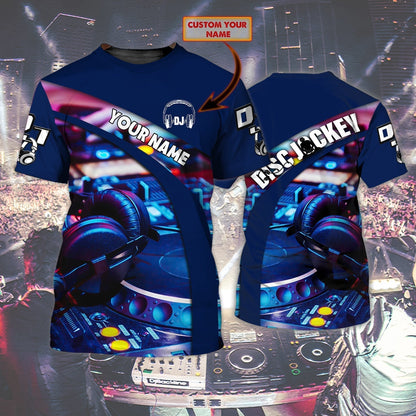 DJ Party Mix Shirt, Disc Jockey Turntable All-Over Print Unisex T-Shirt
