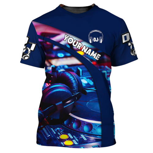 DJ Party Mix Shirt, Disc Jockey Turntable All-Over Print Unisex T-Shirt