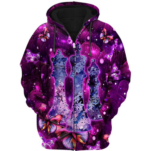 Purple Flower Chess Shirt, Floral Queen & King All-Over Print Unisex Tee