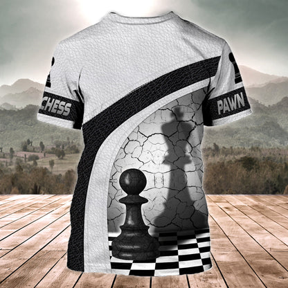 Chess Pawn Strategy Shirt, Classic Board Game All-Over Print Unisex Tee