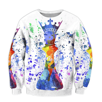 King Chess Painting Shirt, Artistic Royal Chess All-Over Print Unisex Tee