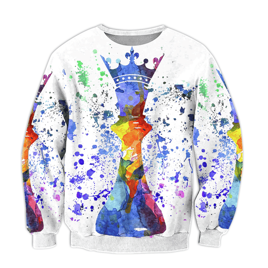 King Chess Painting Shirt, Artistic Royal Chess All-Over Print Unisex Tee
