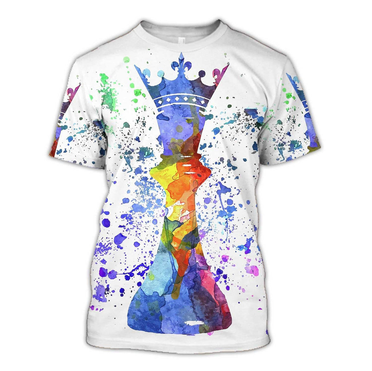 King Chess Painting Shirt, Artistic Royal Chess All-Over Print Unisex Tee