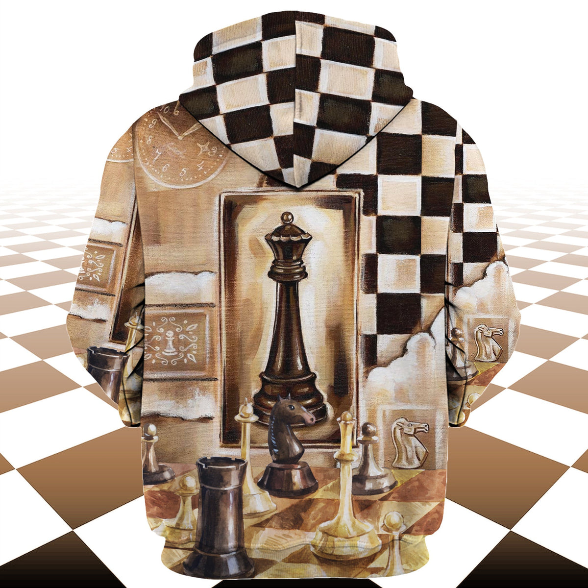 Watercolor Chess Shirt, Artistic King & Queen All-Over Print Unisex Tee