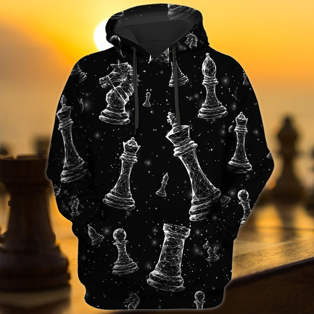 Artistic Chess Shirt, Modern Abstract Board All-Over Print Unisex Tee