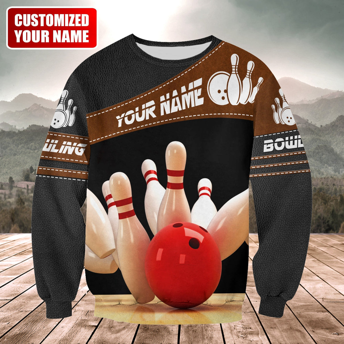 Bowling Strike Shirt, Classic Ball & Pins All-Over Print Unisex Tee