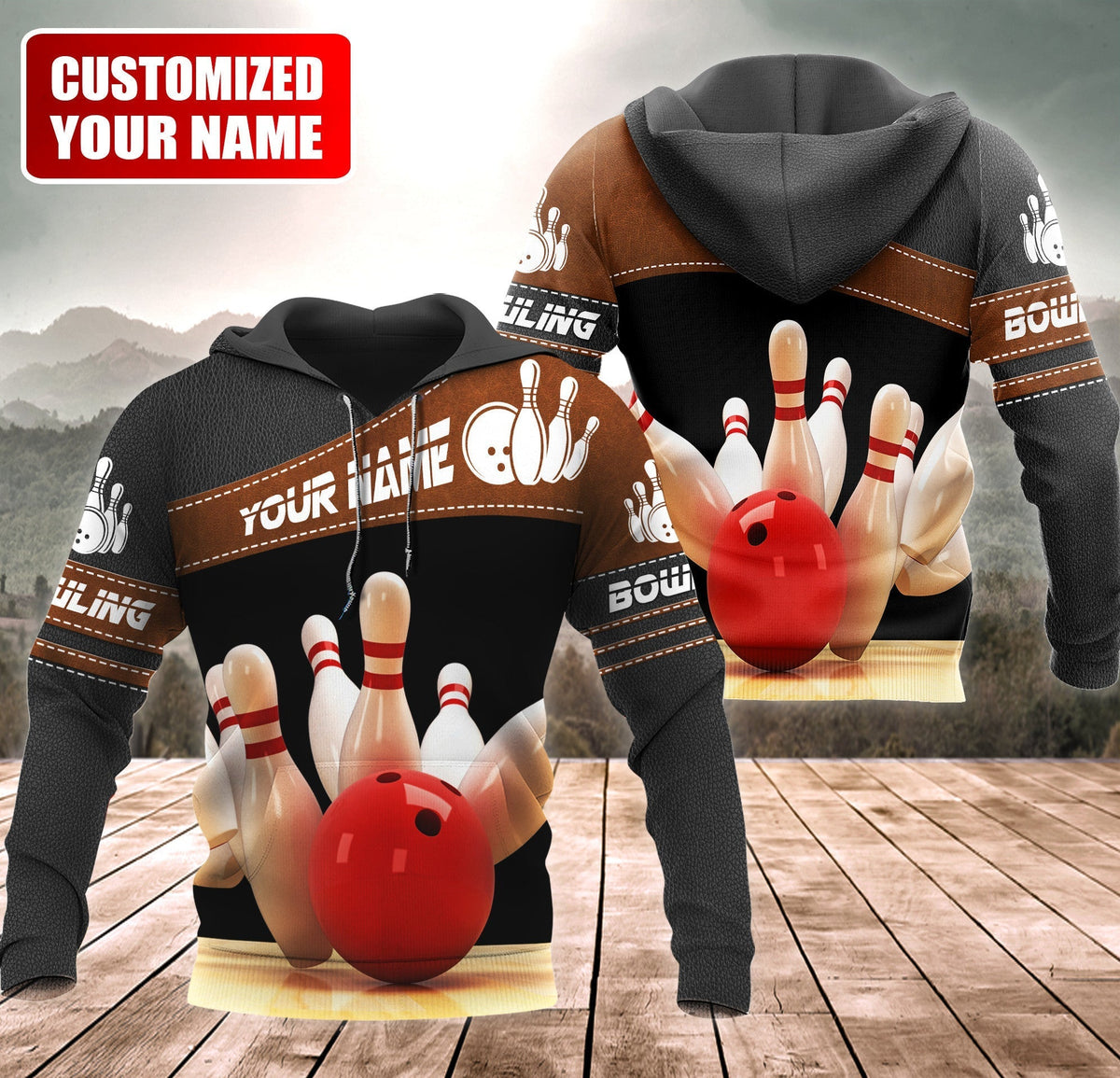 Bowling Strike Shirt, Classic Ball & Pins All-Over Print Unisex Tee