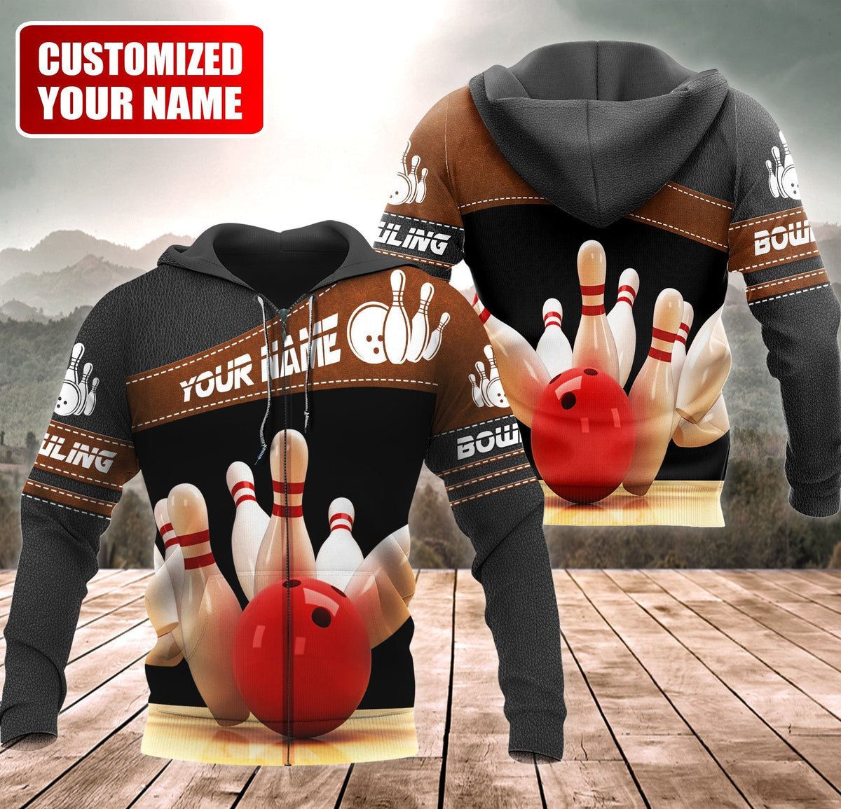 Bowling Strike Shirt, Classic Ball & Pins All-Over Print Unisex Tee