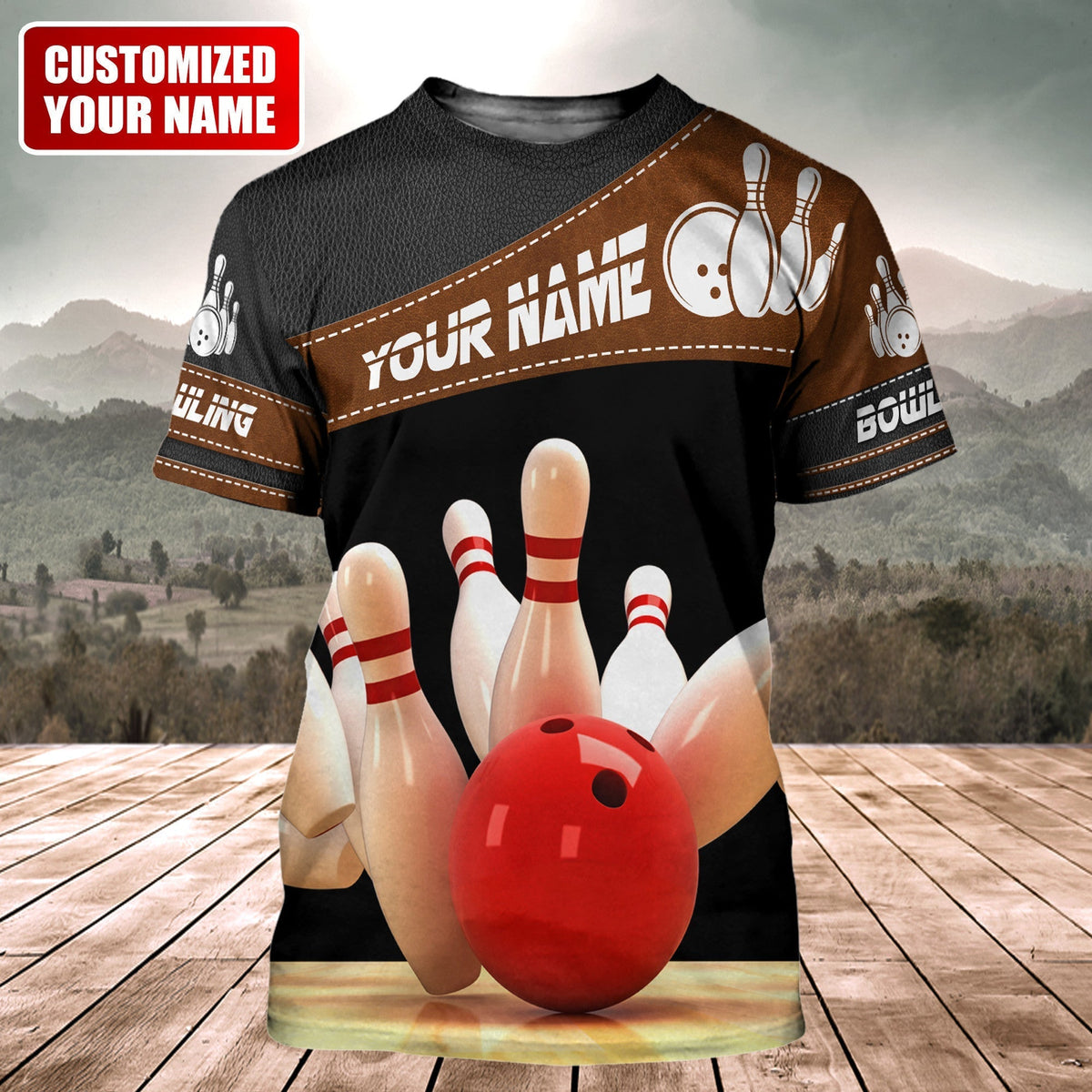 Bowling Strike Shirt, Classic Ball & Pins All-Over Print Unisex Tee