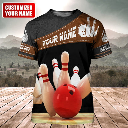 Bowling Strike Shirt, Classic Ball & Pins All-Over Print Unisex Tee