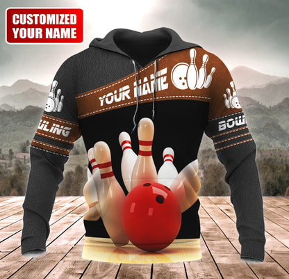 Bowling Strike Shirt, Classic Ball & Pins All-Over Print Unisex Tee