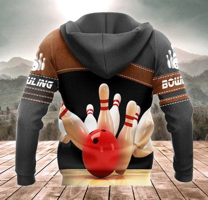 Bowling Strike Shirt, Classic Ball & Pins All-Over Print Unisex Tee