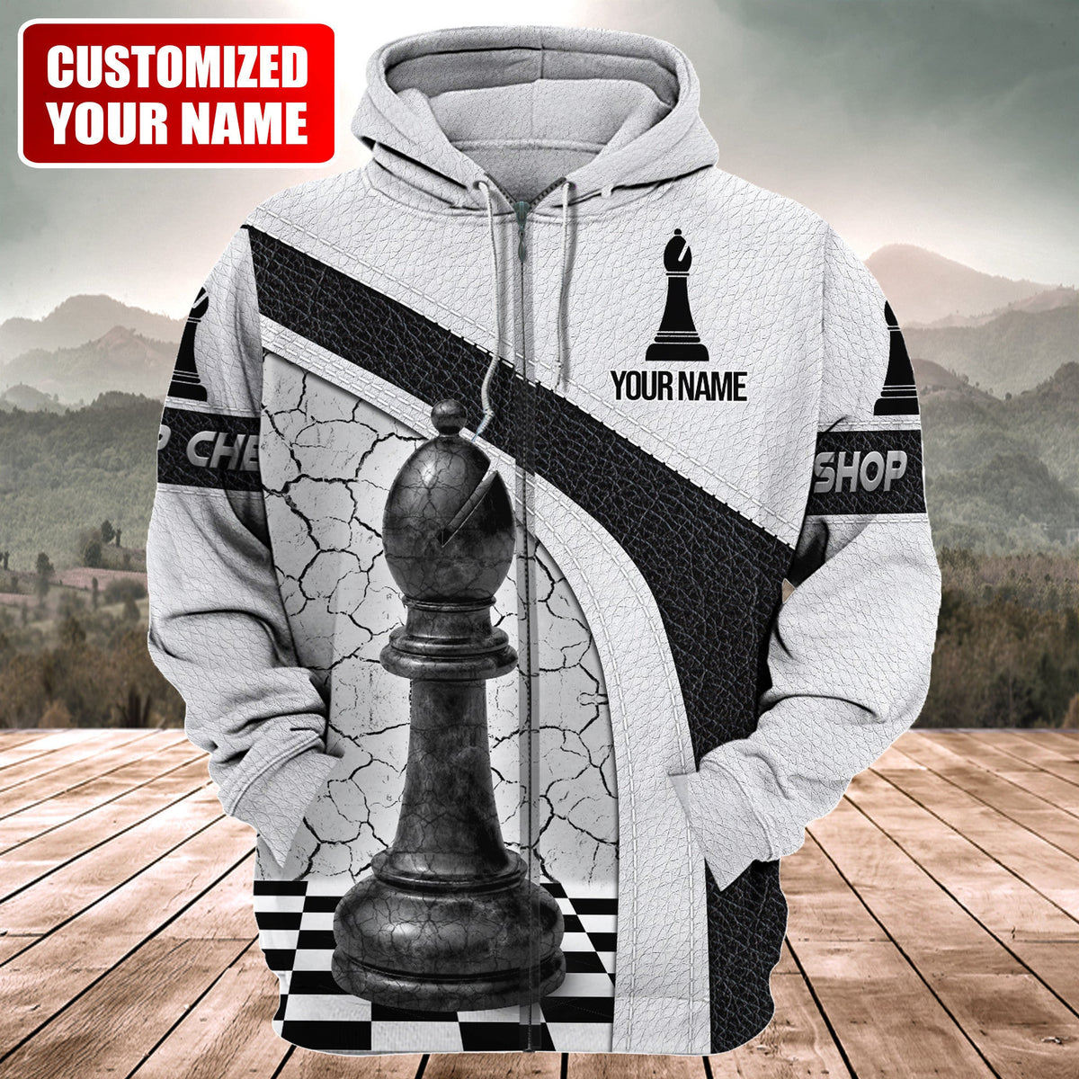 Chess Bishop Shirt, Strategic Board Game All-Over Print Unisex Tee