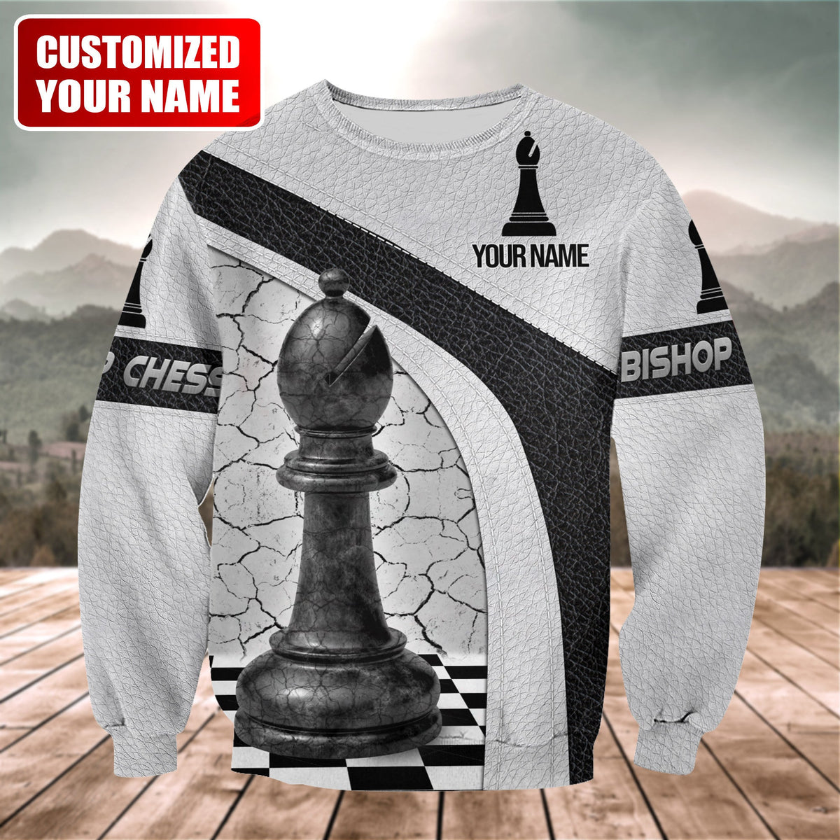 Chess Bishop Shirt, Strategic Board Game All-Over Print Unisex Tee