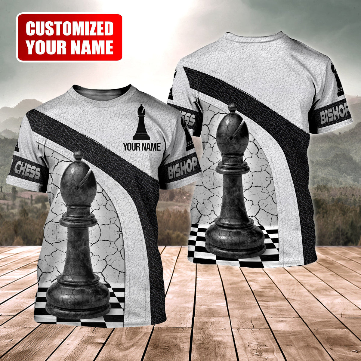 Chess Bishop Shirt, Strategic Board Game All-Over Print Unisex Tee