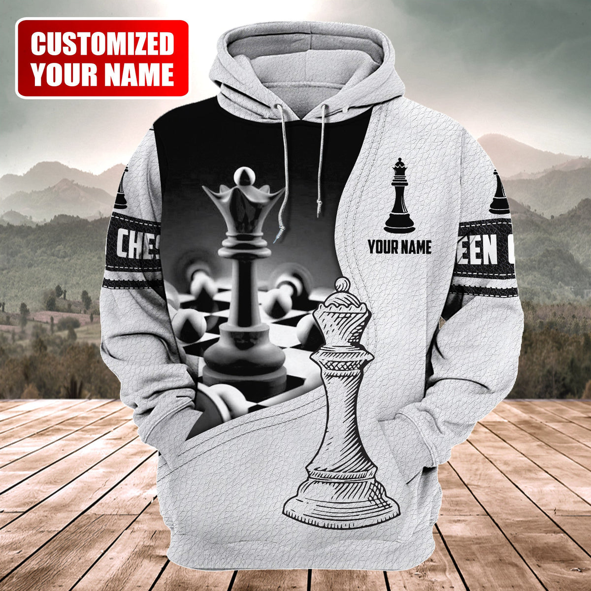 Queen Chess Shirt, Regal Chessboard All-Over Print Unisex Tee