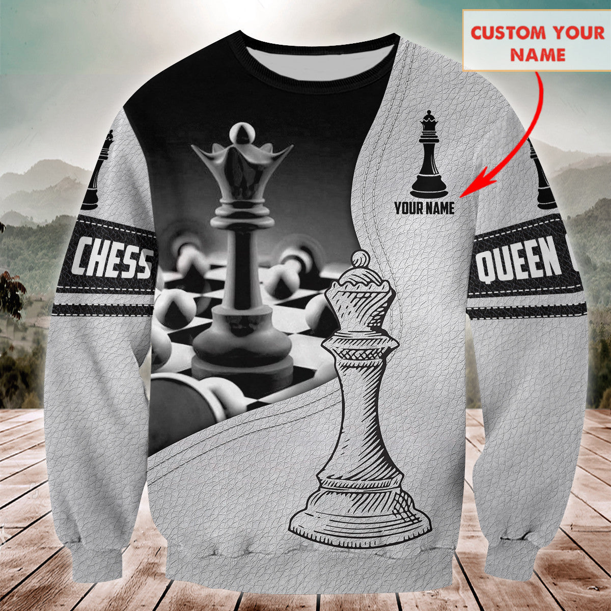 Queen Chess Shirt, Regal Chessboard All-Over Print Unisex Tee