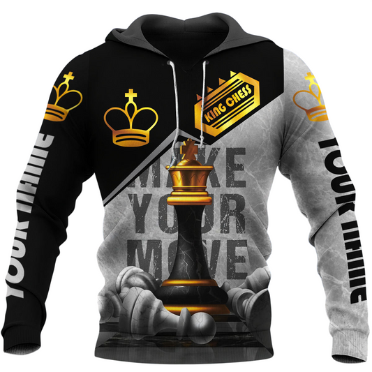 Make Your Move King Chess Shirt, Golden Royal Board All-Over Print Unisex Tee