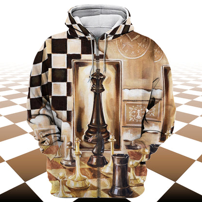 Watercolor Chess Shirt, Artistic Chessboard All-Over Print Unisex Tee