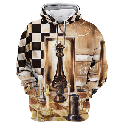 Watercolor Chess Shirt, Artistic Chessboard All-Over Print Unisex Tee
