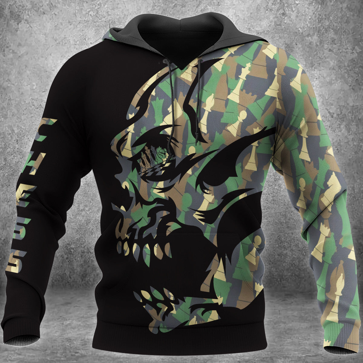 Skull Chess Camo Shirt, Tactical Chessboard All-Over Print Unisex Tee