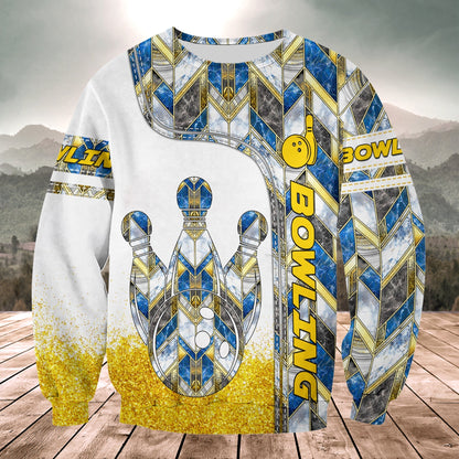 Diamond Bowling Shirt, Bowling Ball & Pins All-Over Print Unisex Tee